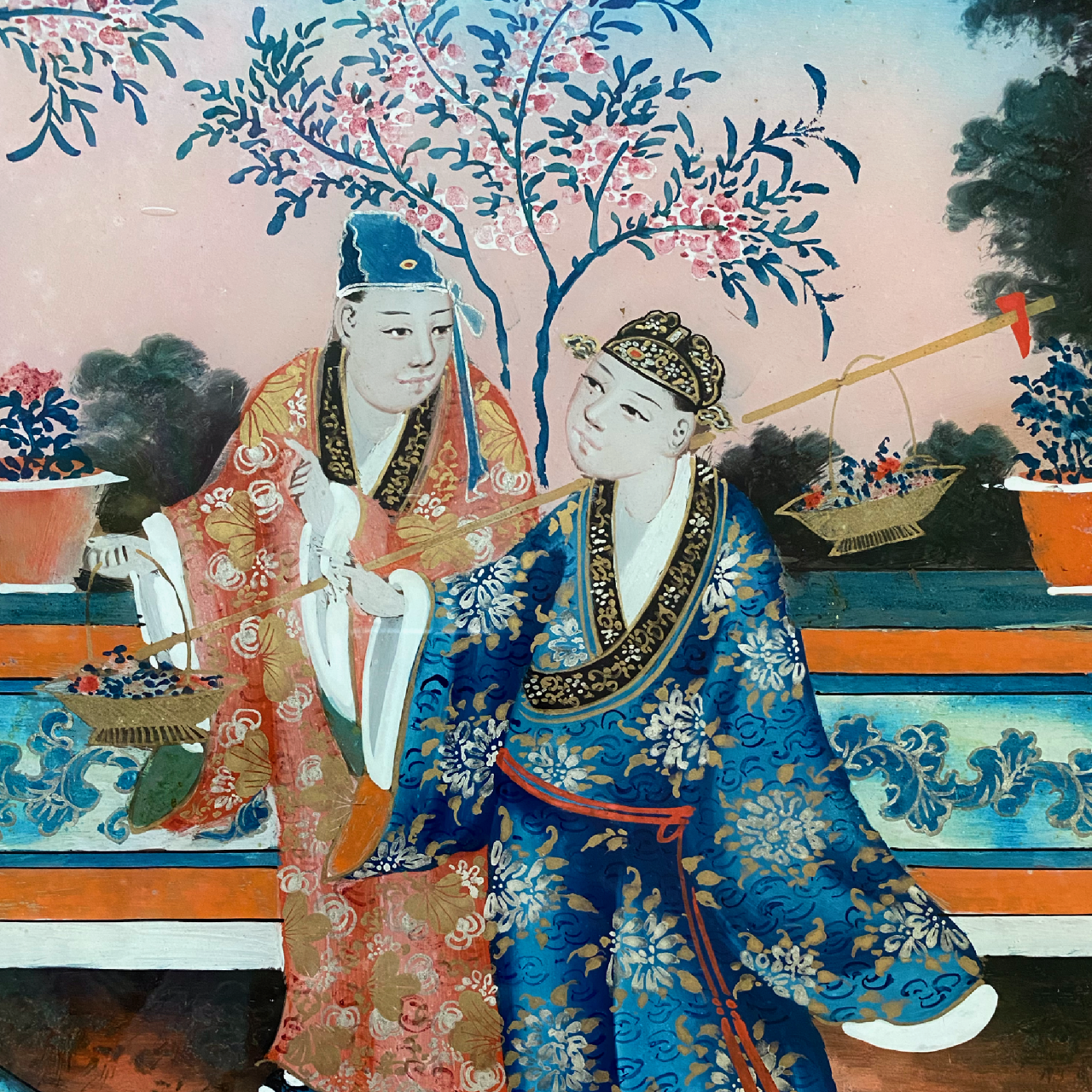 Vendu/Sold Chine, Fix sous verre vers 1840/60, Chinese reverse glass painting