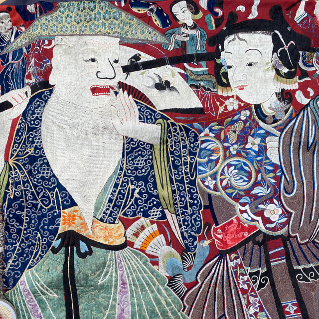 Vendu/Sold Chine,Trs  grande tenture murale avec scne d'opra, 19e sicle