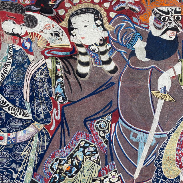 Vendu/Sold Chine,Trs  grande tenture murale avec scne d'opra, 19e sicle