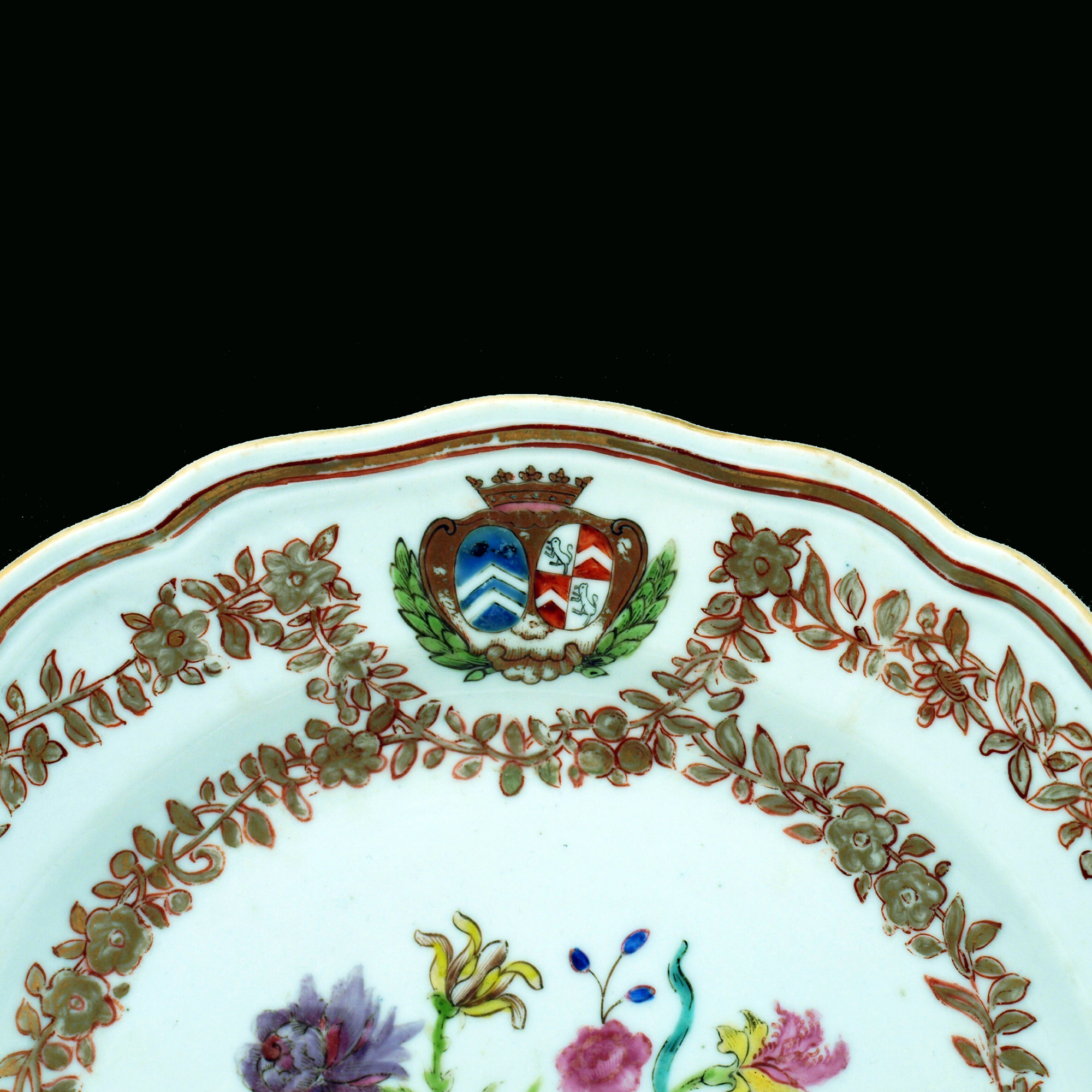 Chine, paire d'assiettes armories, 18me sicle
