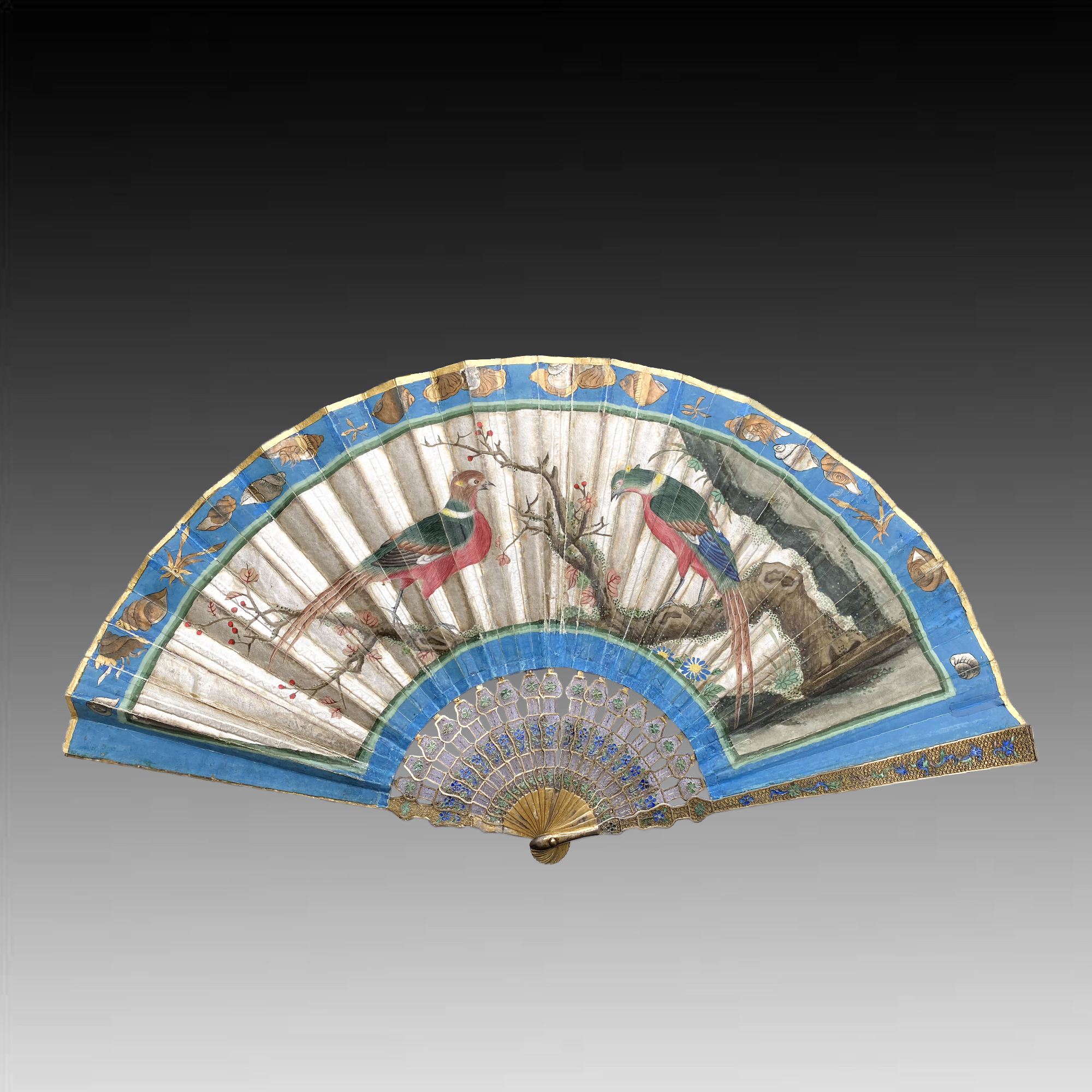 China, Fan representing a lion, Canton, late 18th century.