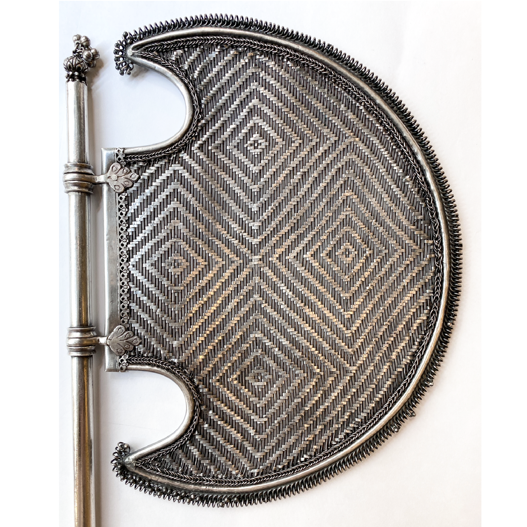 Inde, ventail en argent massif ,  Pankha, 19e sicle