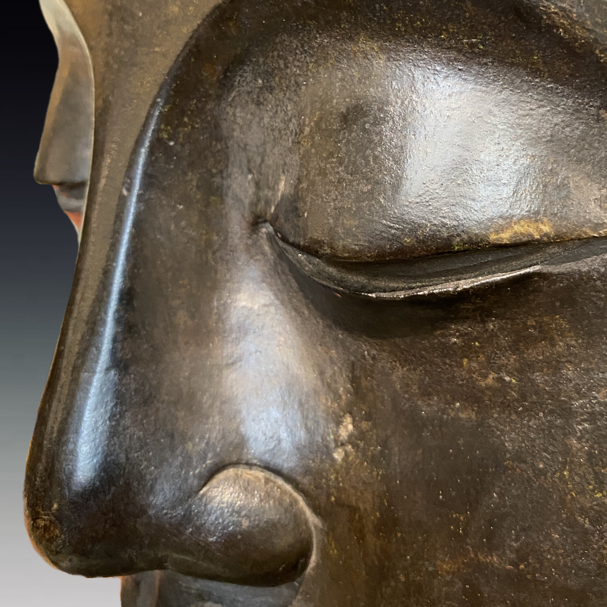 Vendu, Chine, grande tte de Bodhisattva en bronze, 19me sicle