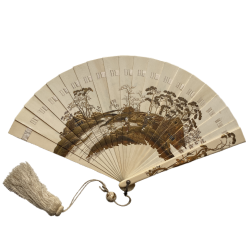 Japon, éventail en ivoire, époque Meiji