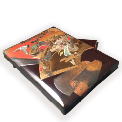 VENDU Japon, Beau RYŌSHIBAKO( boite à documents) en laque à incrustations, époque Meiji.