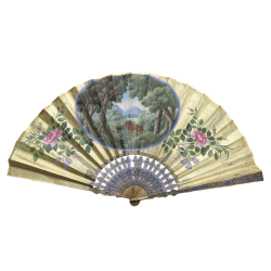 China, Fan representing a lion, Canton, late 18th century. 
