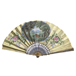 Vendu China, Fan representing a lion, Canton, late 18th century.