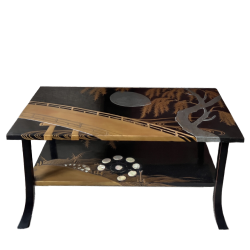 Japon, Table à écrire Bundai, en laque noire, à deux niveaux, vers 1920-1930.