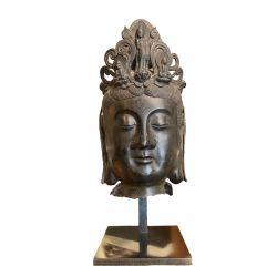 Vendu, Chine, grande tête de Bodhisattva en bronze, 19ème siècle
