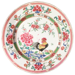 Chine, Assiette au coq, époque Yongzheng