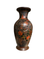 Japon, Paire de grands vases en cloisonné de laque sur porcelaine, époque Meiji.