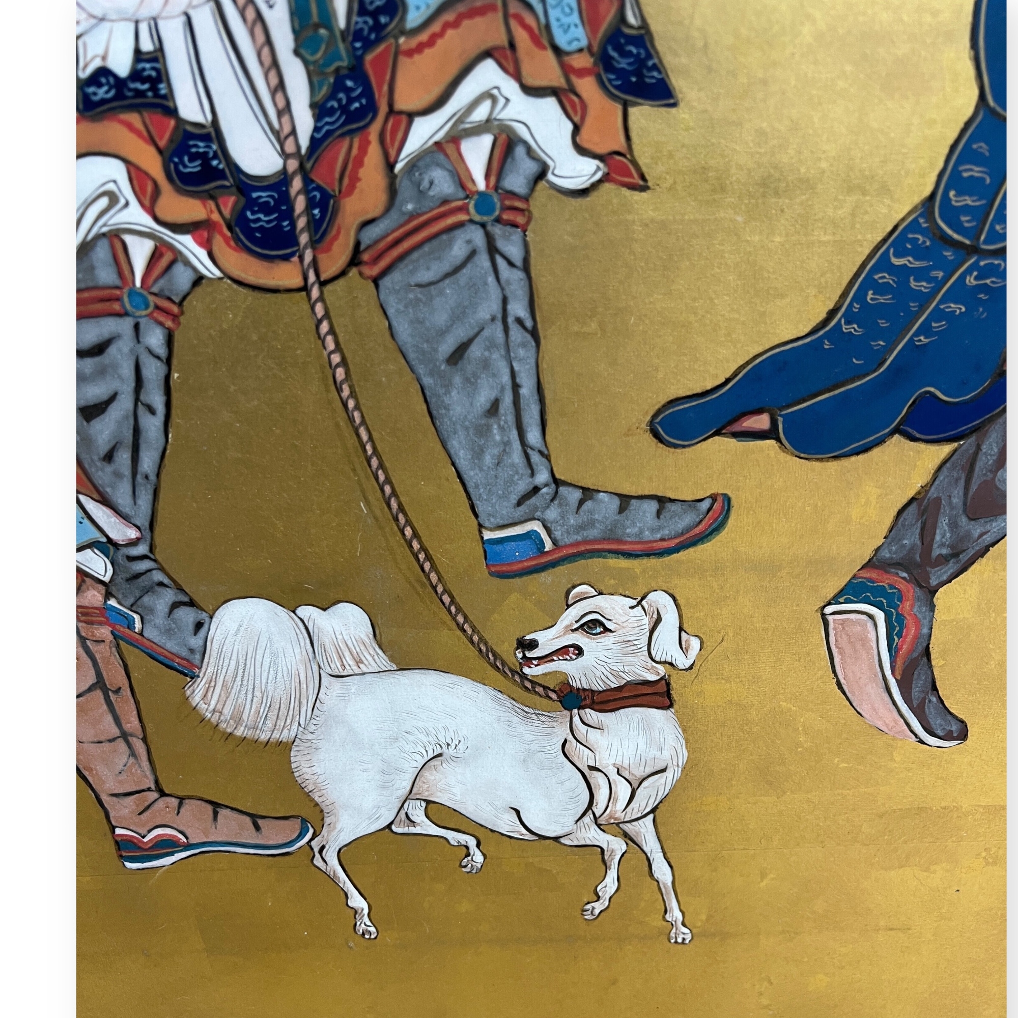 Japon, Paravent  deux feuilles, Les marchands Chinois, poque Edo.
