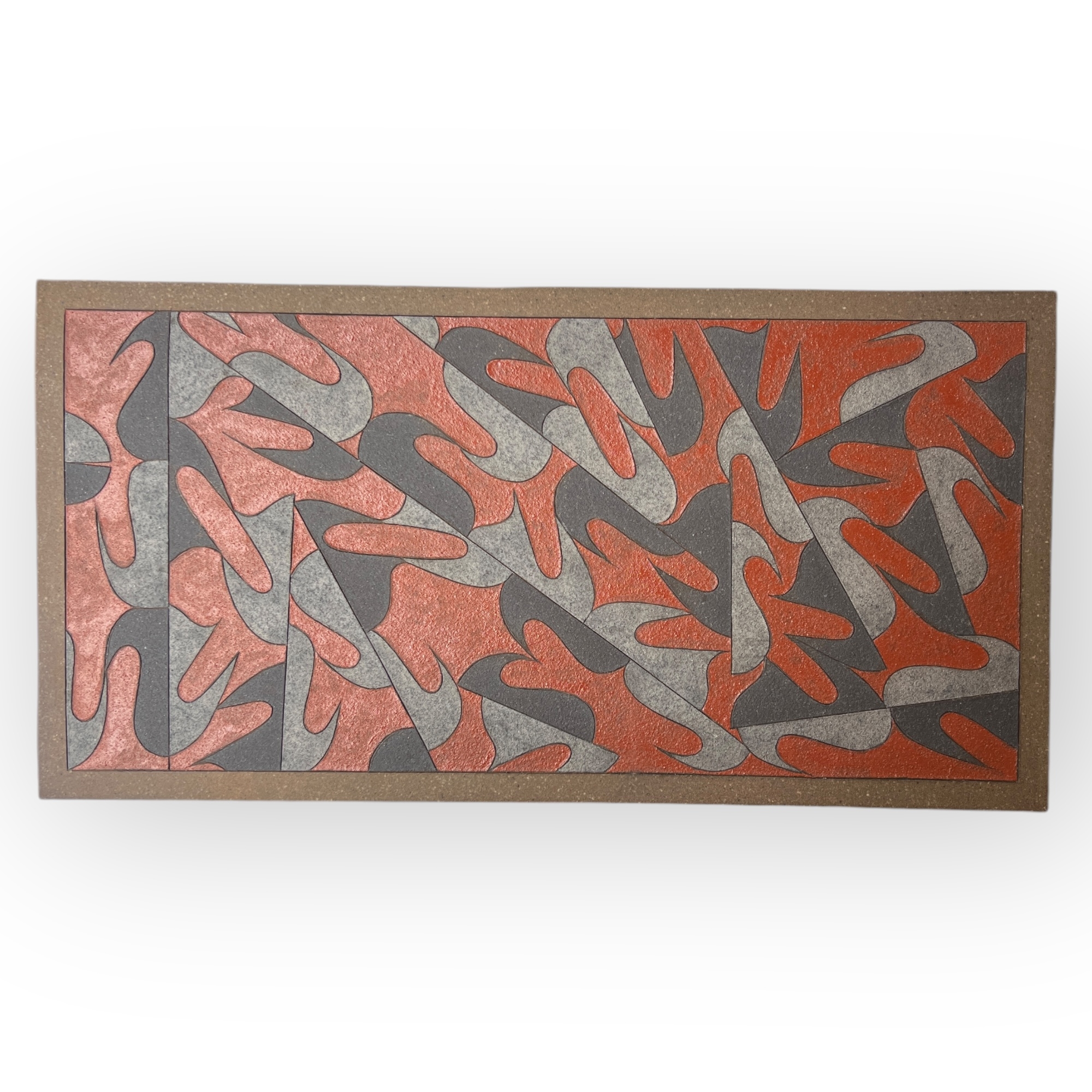 Plaque en cramique grave et maille, Asano Masaru, vers 1980.