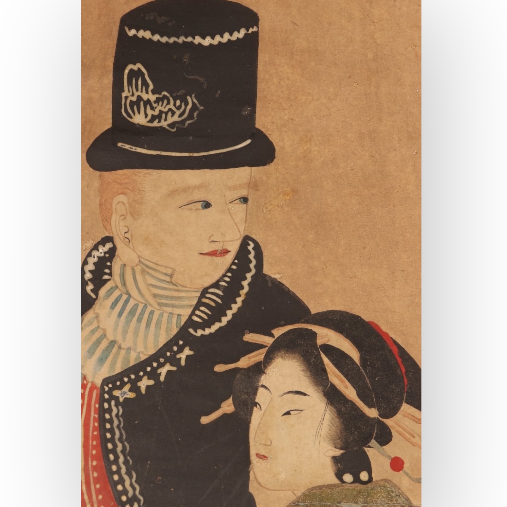 Paire de peintures, Marchands trangers, att  Kawahara Keiga, Japon vers 1820