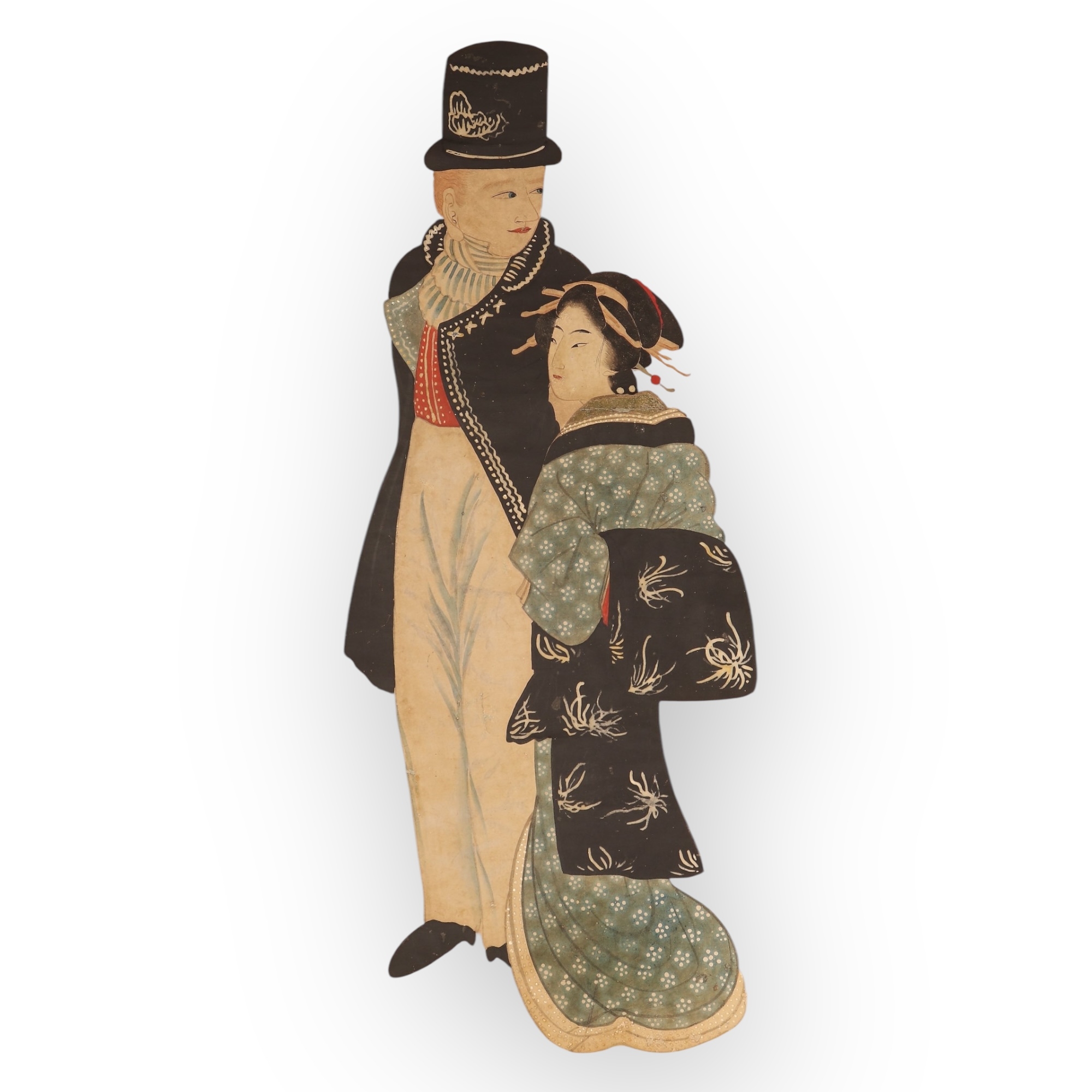 Paire de peintures, Marchands trangers, att  Kawahara Keiga, Japon vers 1820