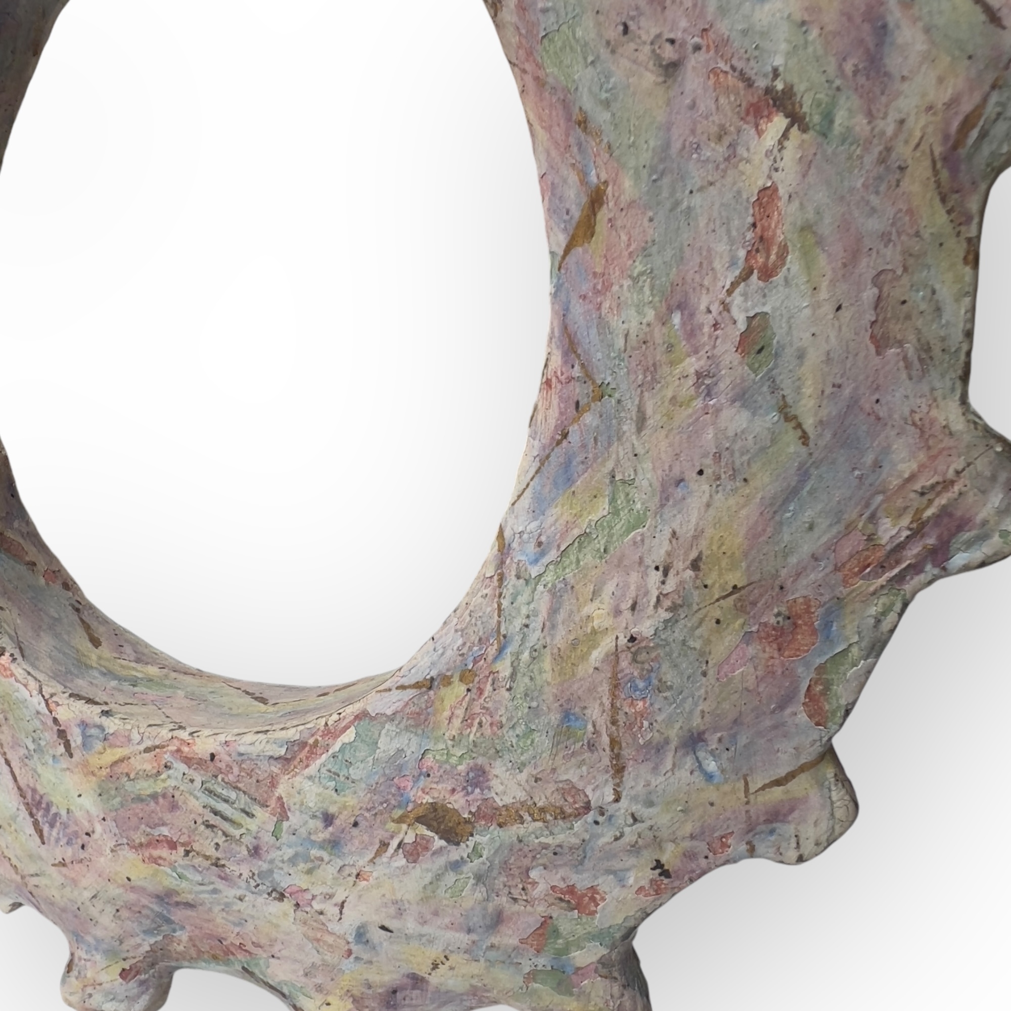 Yasuyoshi Sugiura, Saimon-ki, vase sculpture, engobes colors sur cramique, Japon vers1990
