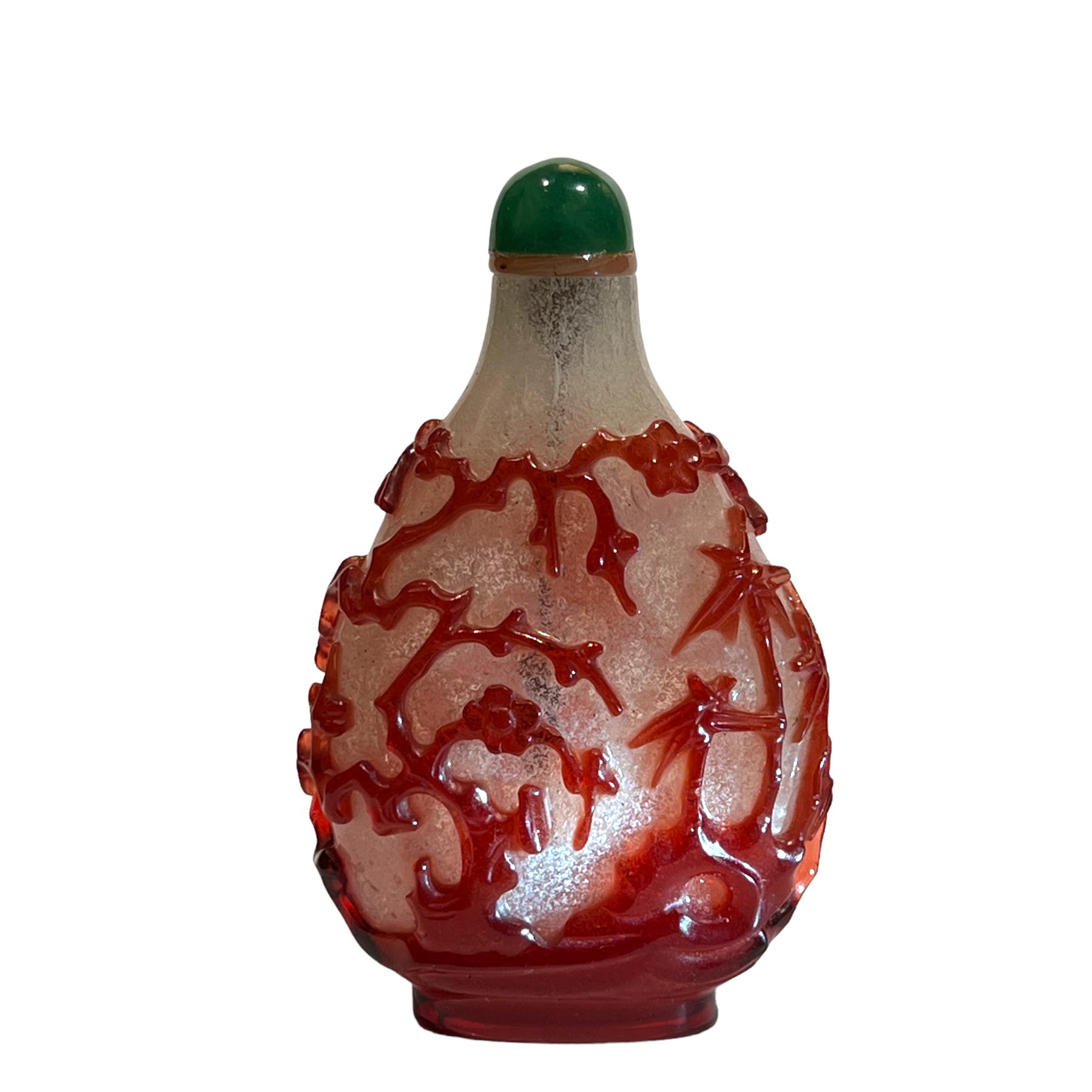 Chine, flacon tabatire en  verre overlay, 18me sicle