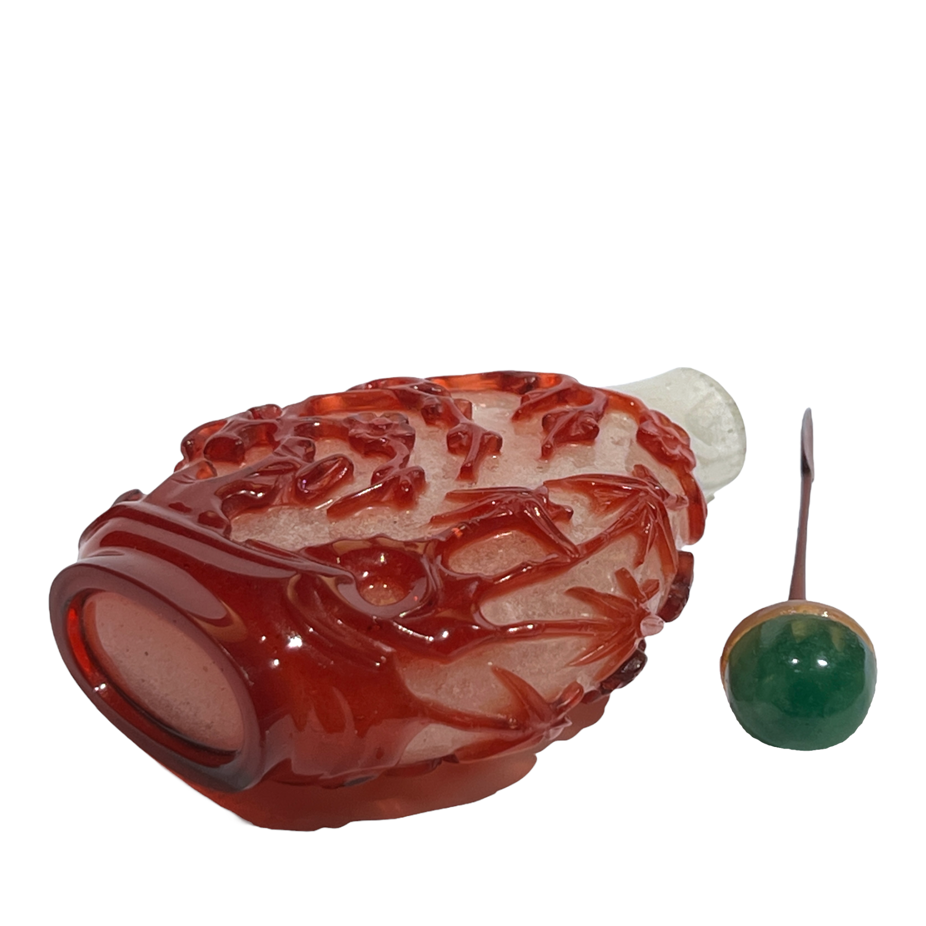 Chine, flacon tabatire en  verre overlay, 18me sicle