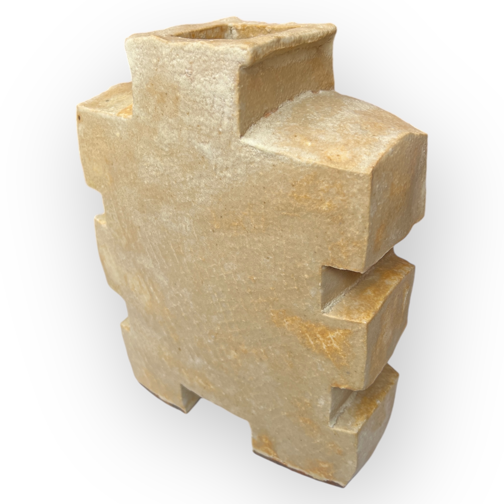 Vase  forme irrgulire, Sakamoto Motoyuki, grs de Seto vers 1980