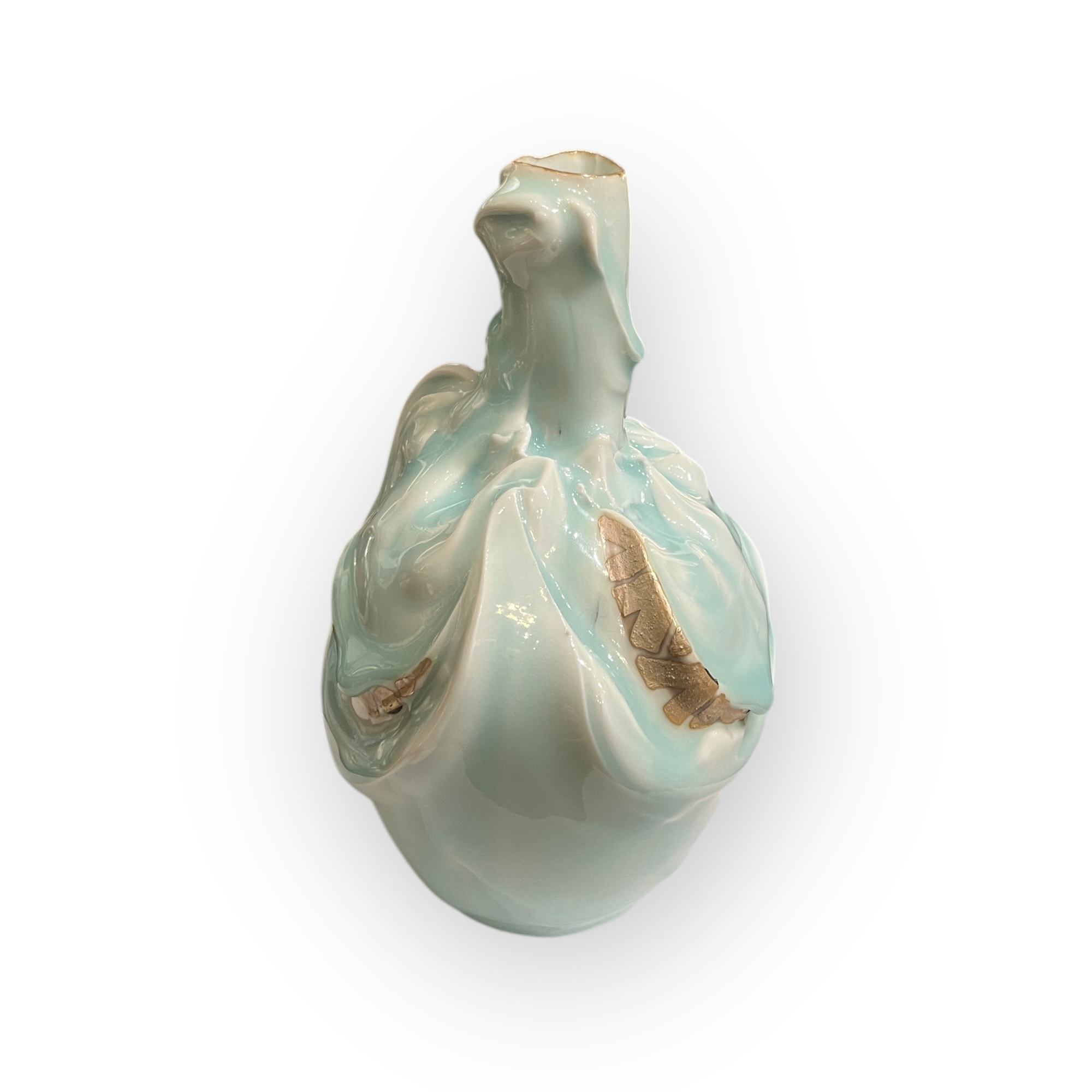 Vase en porcelaine Seiyakuji avec incrustation dargent par Yoji Kato Vers 1990