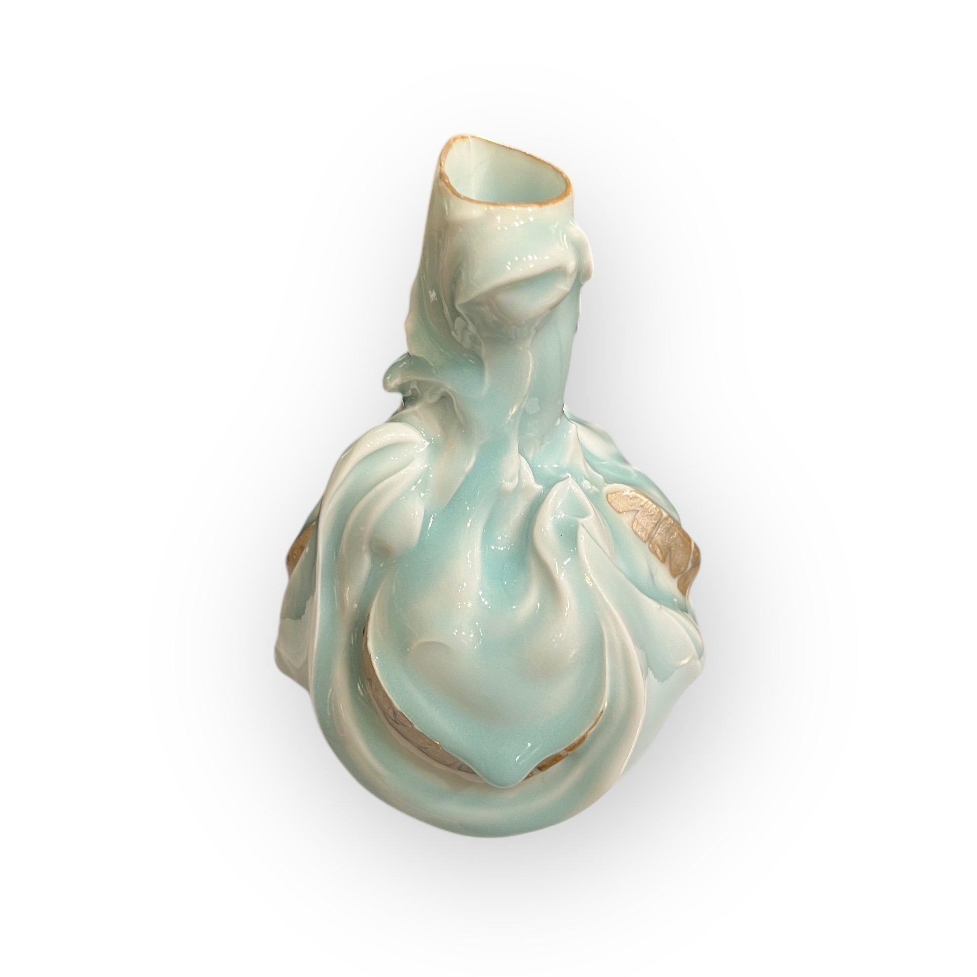 Vase en porcelaine Seiyakuji avec incrustation dargent par Yoji Kato Vers 1990