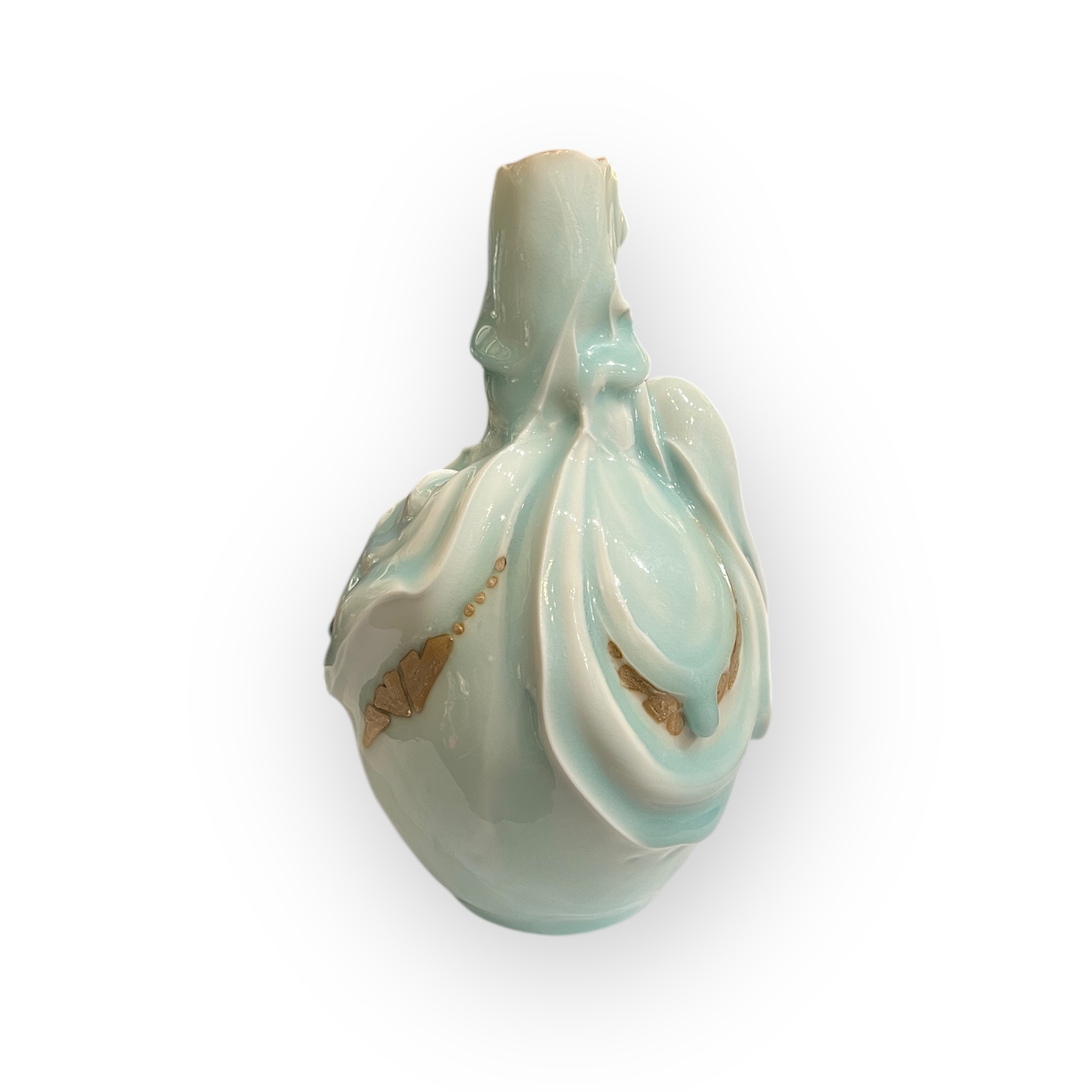 Vase en porcelaine Seiyakuji avec incrustation dargent par Yoji Kato Vers 1990