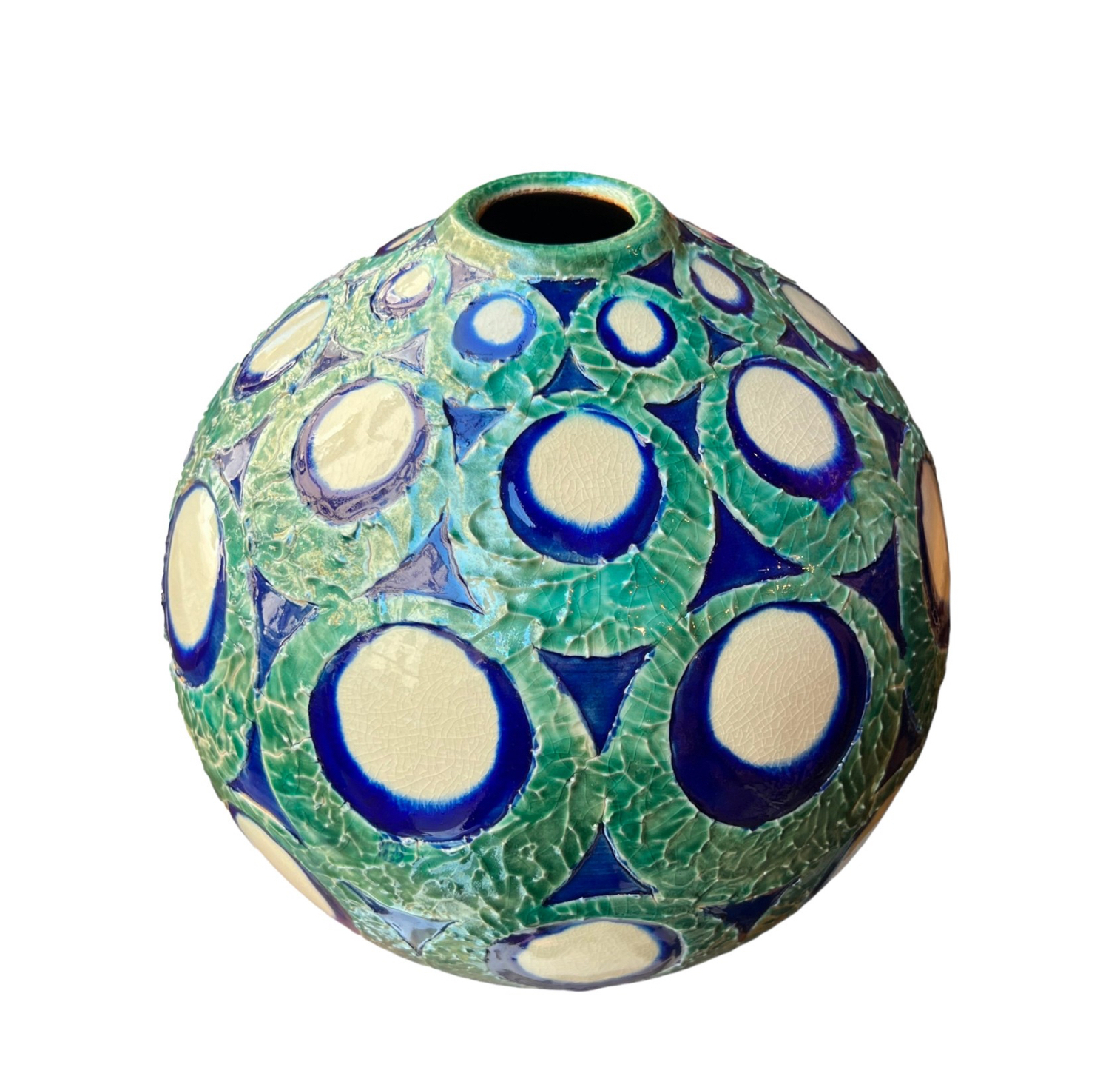 Vase boule par Kanzan Shinkai, Japon, vers 1940