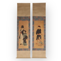 Paire de peintures, Marchands étrangers, att à Kawahara Keiga, Japon vers 1820