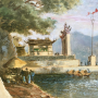 Le Temple de Ma Kok, Macau - Atrribu  Auguste Borget (1808-1877)