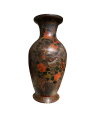 Japon, Paire de grands vases en cloisonn de laque sur porcelaine, poque Meiji.