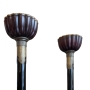 Japon  Paire de grands bougeoirs shokudai en laque noire, poque Meiji, XIXe sicle