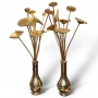 Trs grande paire de bouquets de fleurs en bois dor, Japon poque Taisho-Showa